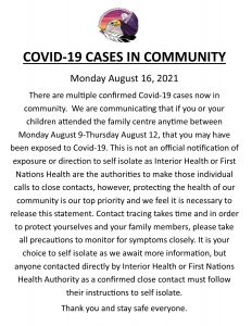 covid 19 statement - august 16
