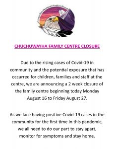 family centre closure - august 16
