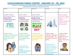Jan 24 - 28 program calendar