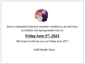 June 3 Health Fair Cancellation Notice