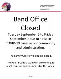 Office Closed Sept 6-9