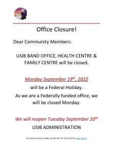 office closure - Sept 19-22