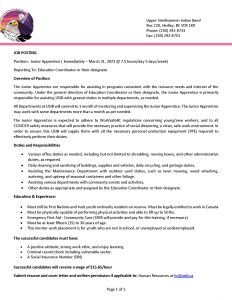 Junior Apprentice - Job Posting and Description 2022