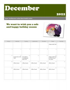 2022 December Health Centre Calendar