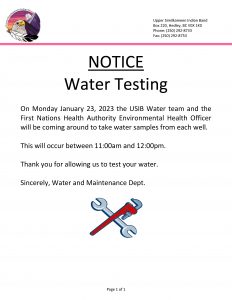Notice of Water Testing
