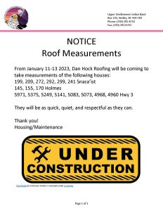Notice of roof measurements