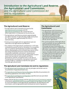 Backgrounder - Agricultural Land Reserve & Agricultural Land Commission - 2023-02-16
