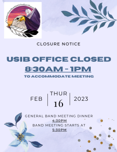 USIB Office closure notice FEB 16