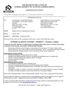 Temp. Summer Learning Support 2 positions - April.25.2023