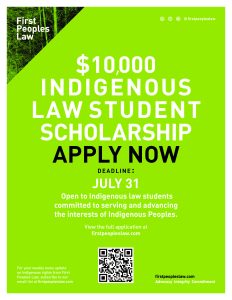 First Peoples Law Indigenous Law Student Scholarship Poster