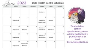 June Calendar for USIB Health Centre
