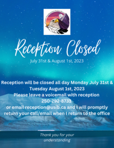 Reception Closed July 31 & Aug 1