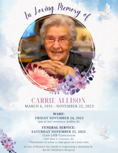 Carrie Allison Funeral Announcement (2)