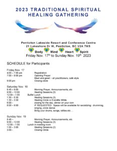 SCHEDULE for PARTICIPANTS Healing Gathering Nov. 2023