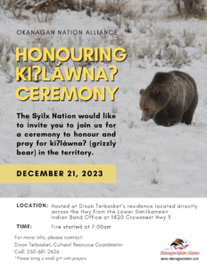 Dec 21 2023 Grizzly Bear Ceremony