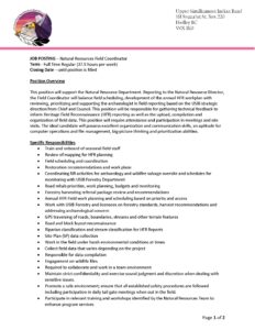 Job Posting Natural Resources Field Coordinator R4.feb 2025 Page 1