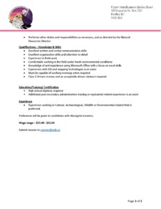 Job Posting Natural Resources Field Coordinator R4.feb 2025 Page 2