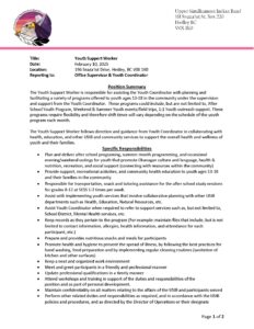 Usib Youth Support Worker Job Posting.feb 2025 Page 1